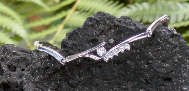 Silver CZ stone link bracelet