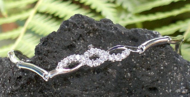Silver CZ Link Bracelet