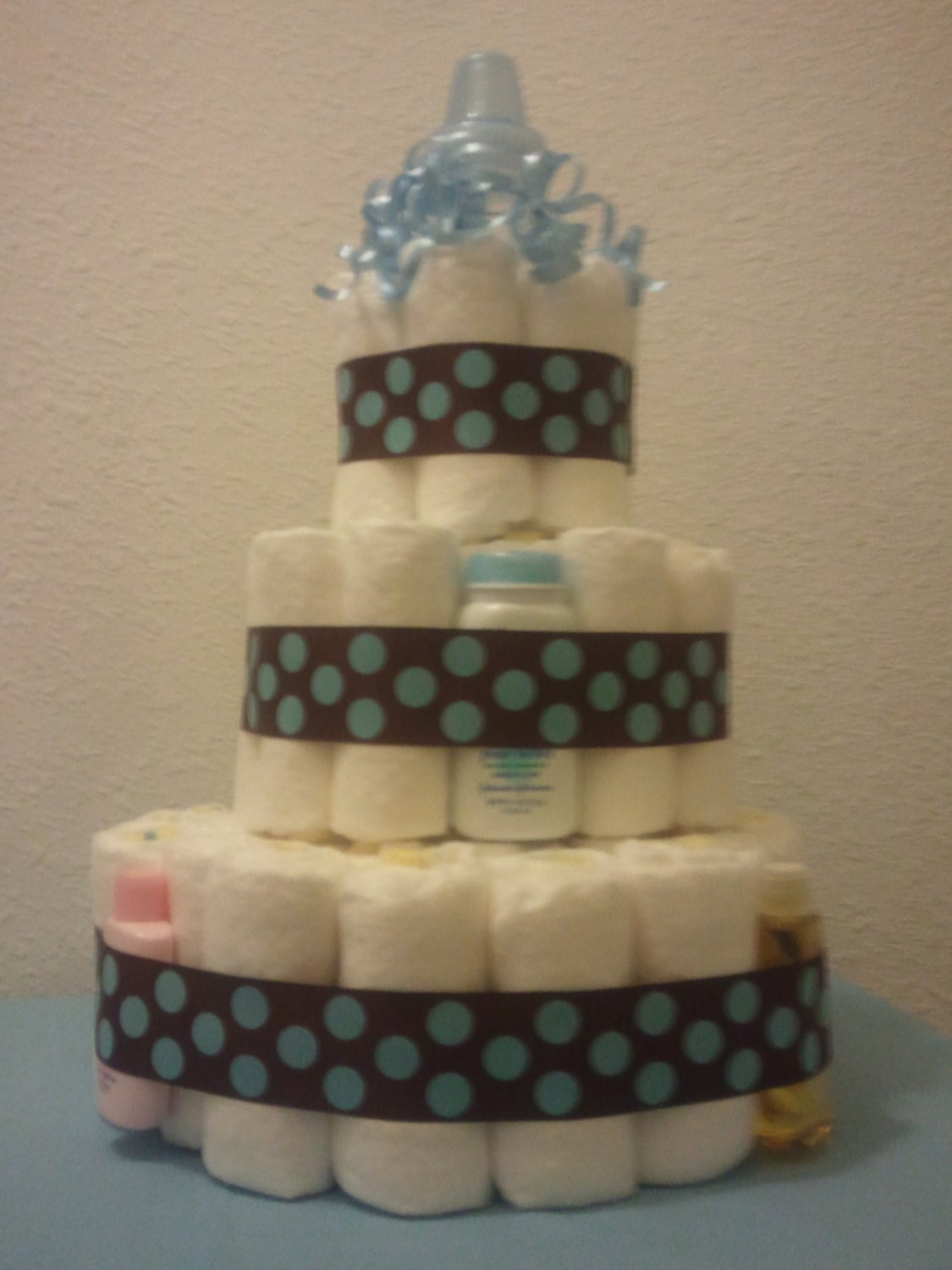 Brown and Blue Polka Dots