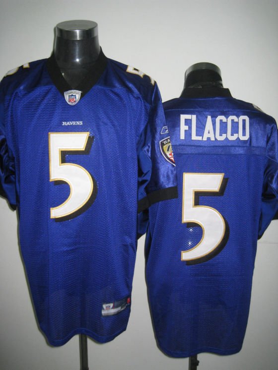 Baltimore Ravens # 5 Flacco NFL Jersey Purple
