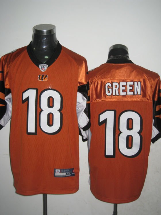 Cincinnati Bengals # 18 Green NFL Jersey Orange