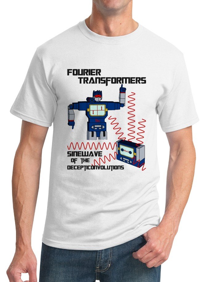 Math T-Shirt - Size M - Unisex White - Fourier Transformers / Sinewave