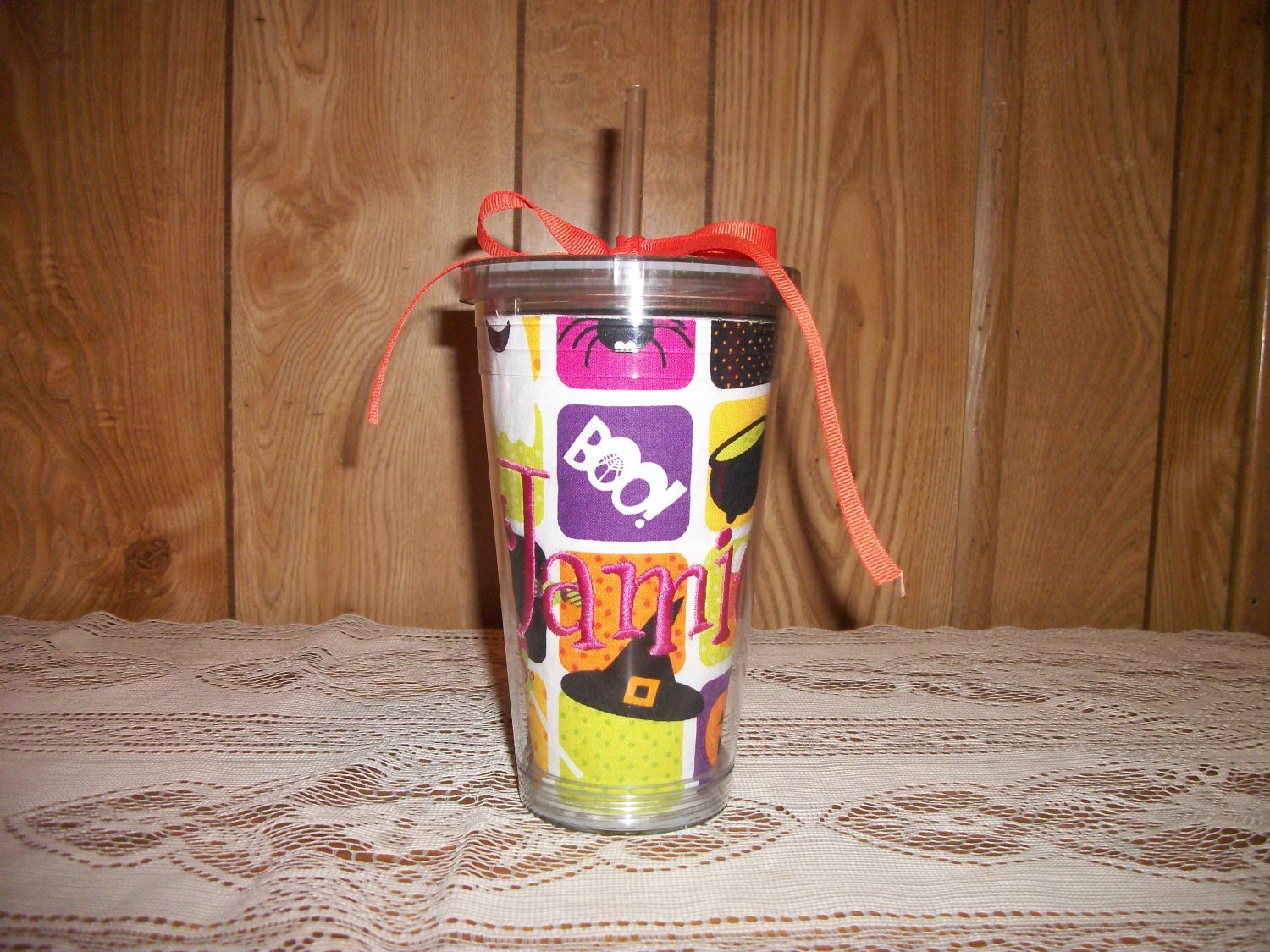 Monogrammed tumbler with straw 16oz