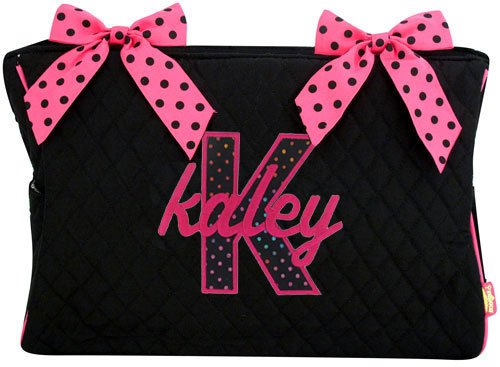 Diaper Bag w/ Polk A Dot Trim (LETTER APPLIQUE)