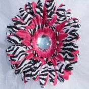 Pink zebra daisy hairclip