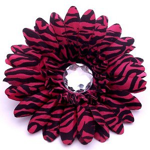 Pink Zebra daisy hairclip