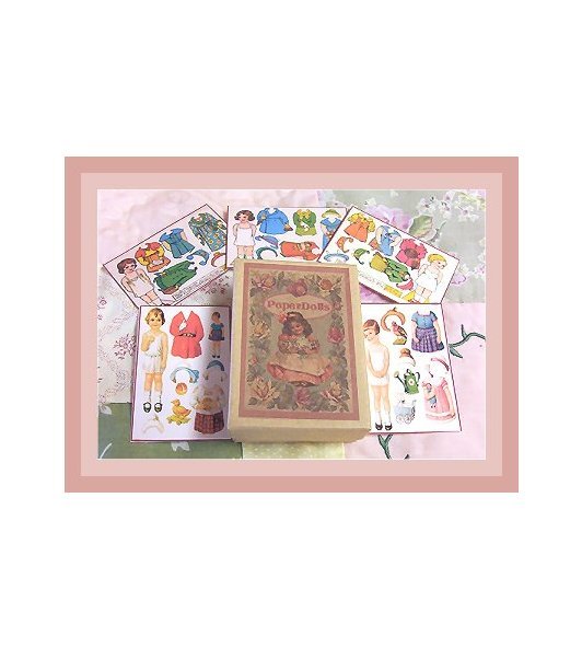 Vintage Style Mini Paper Dolls & Box.PD19