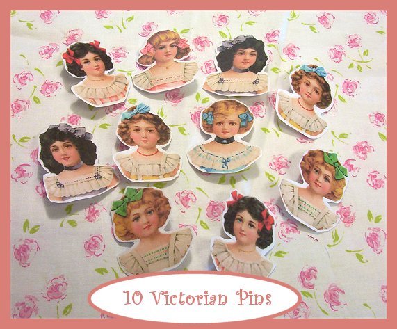 10 Mini Victorian Doll Pins P18