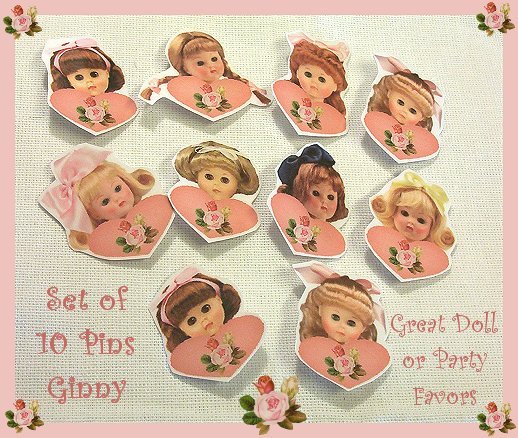 10 Mini "Ginny" Doll Pins P16