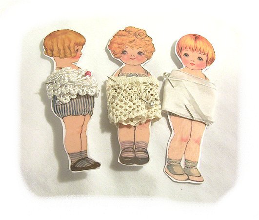 3 Vintage Style Paperdoll Thread/Ribbon/L​ace Keeper A1