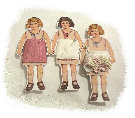 3 Vintage Style Paperdoll Thread/Ribbon/L​ace Keeper A2