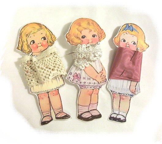 3 Vintage Style Paperdoll Thread/Ribbon/L​ace Keeper A3