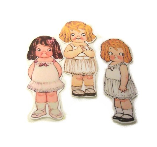 3 Vintage Style Paperdoll Thread/Ribbon/L​ace Keeper A4