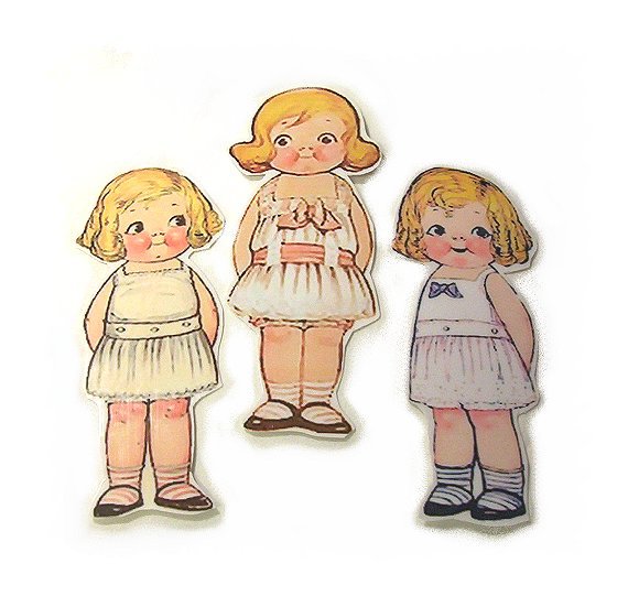 3 Vintage Style Paperdoll Thread/Ribbon/L​ace Keeper A5