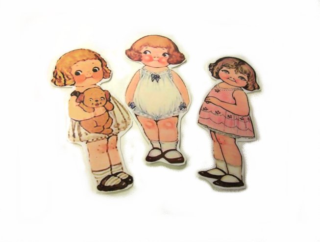 3 Vintage Style Paperdoll Thread/Ribbon/L​ace Keeper A7