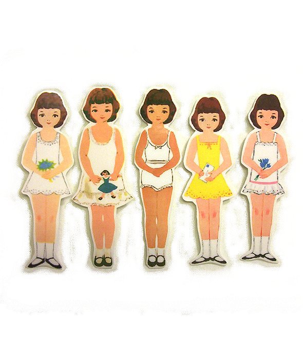 5 Vintage Style Paperdoll Thread/Ribbon/Lace Keeper A8