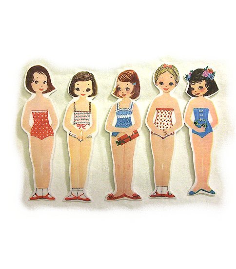 5 Vintage Style Paperdoll Thread/Ribbon/Lace Keeper A9
