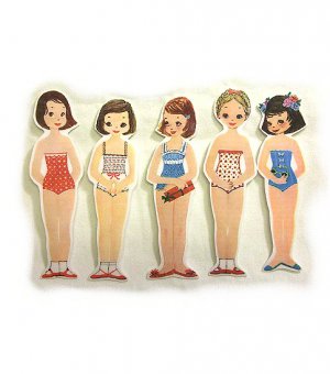 5 Vintage Style Paperdoll Thread/Ribbon/Lace Keeper A9