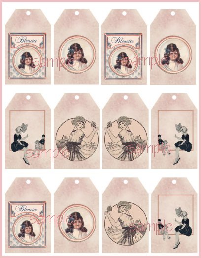 Bleuette Tag Sheet #3 Vintage Style Doll Tags