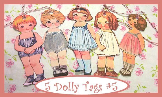 Dolly Dingle Tag Set Vintage Retro Style 5 Pc #5