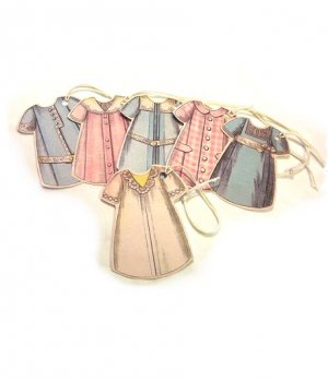 6 Vintage Style Paper Doll Dress Tags T8