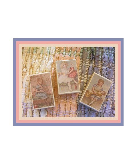 3 Wee Doll Boxes/Lids #V5 Antique Style Doll Boxes