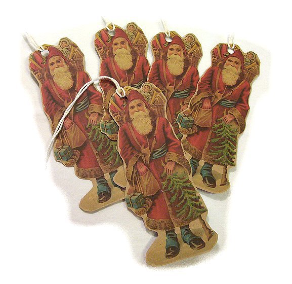 5 Vintage Inspired Santa Tags, Ornies, Decorations #2