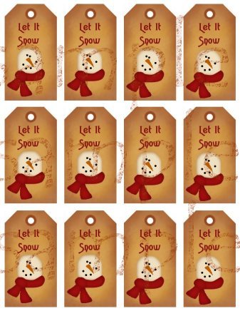 12 Vintage Primitive SnowmanTags #7