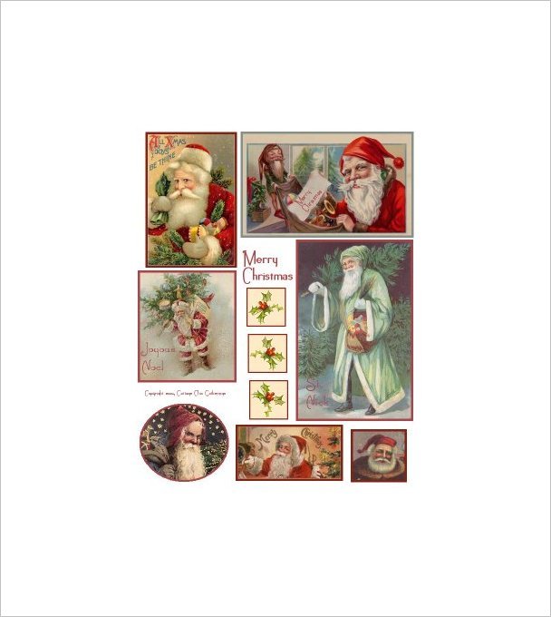 Vintage Christmas Sticker Sheet Uncut 8.5x11" S3