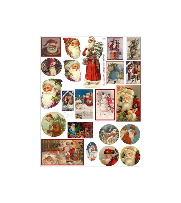 Vintage Christmas Sticker Sheet Uncut 8.5x11" #S70