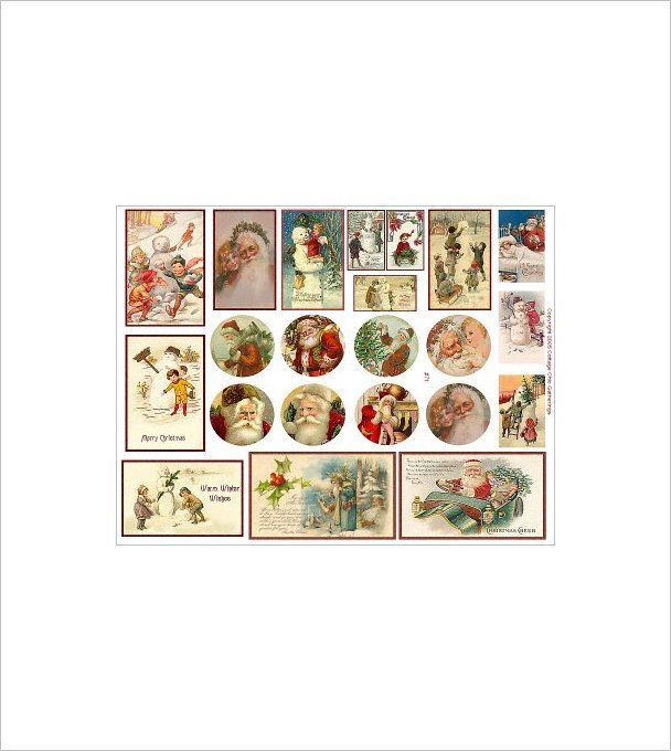 Vintage Christmas Sticker Sheet Uncut 8.5x11" #S71