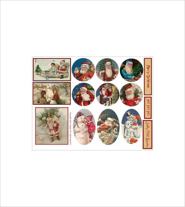 Vintage Christmas Sticker Sheet Uncut 8.5x11" #S72