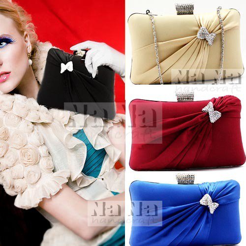 Best Seller Crystal Row Hard Evening Purse Mini handbag Bride Clutch Gift SIL071