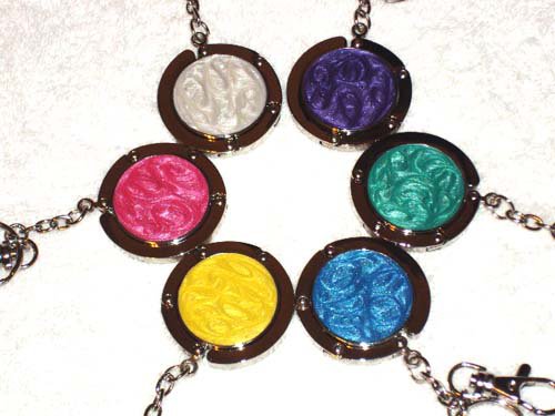 New Foldable Solid Color Round Shape Purse Hook Hanger & keychain Holiday Gift