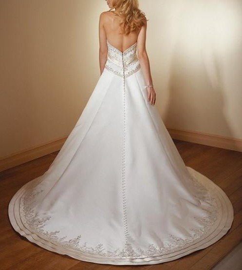 A-line wedding dress/bridal gown thick satin