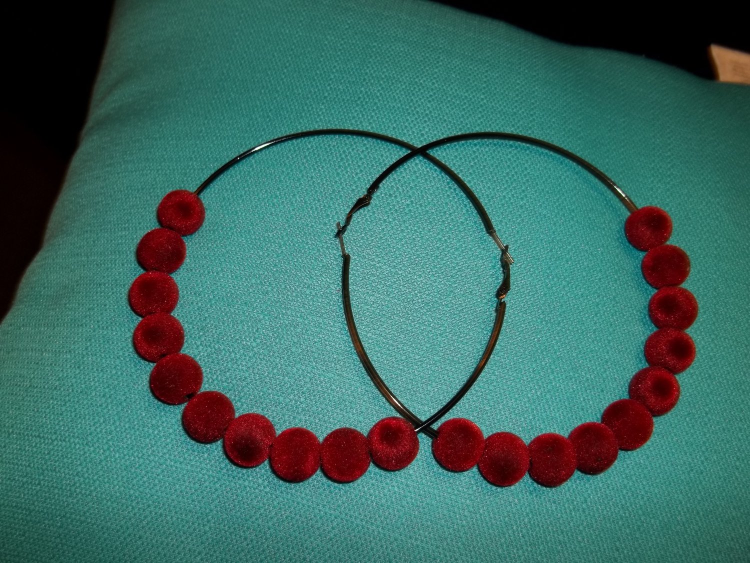 Large black and red hoop ear rings
