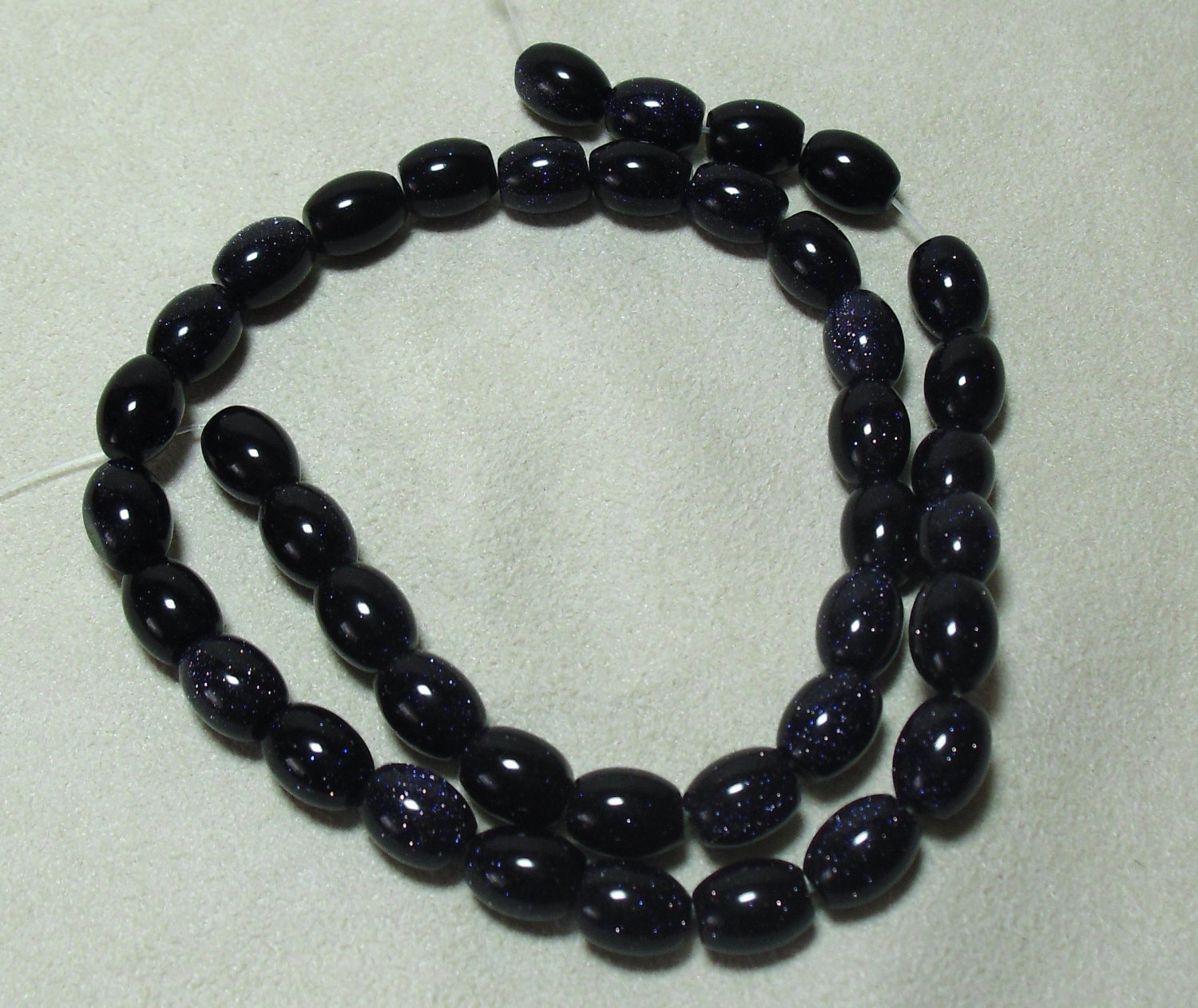 Oval Blue Goldstone Beads