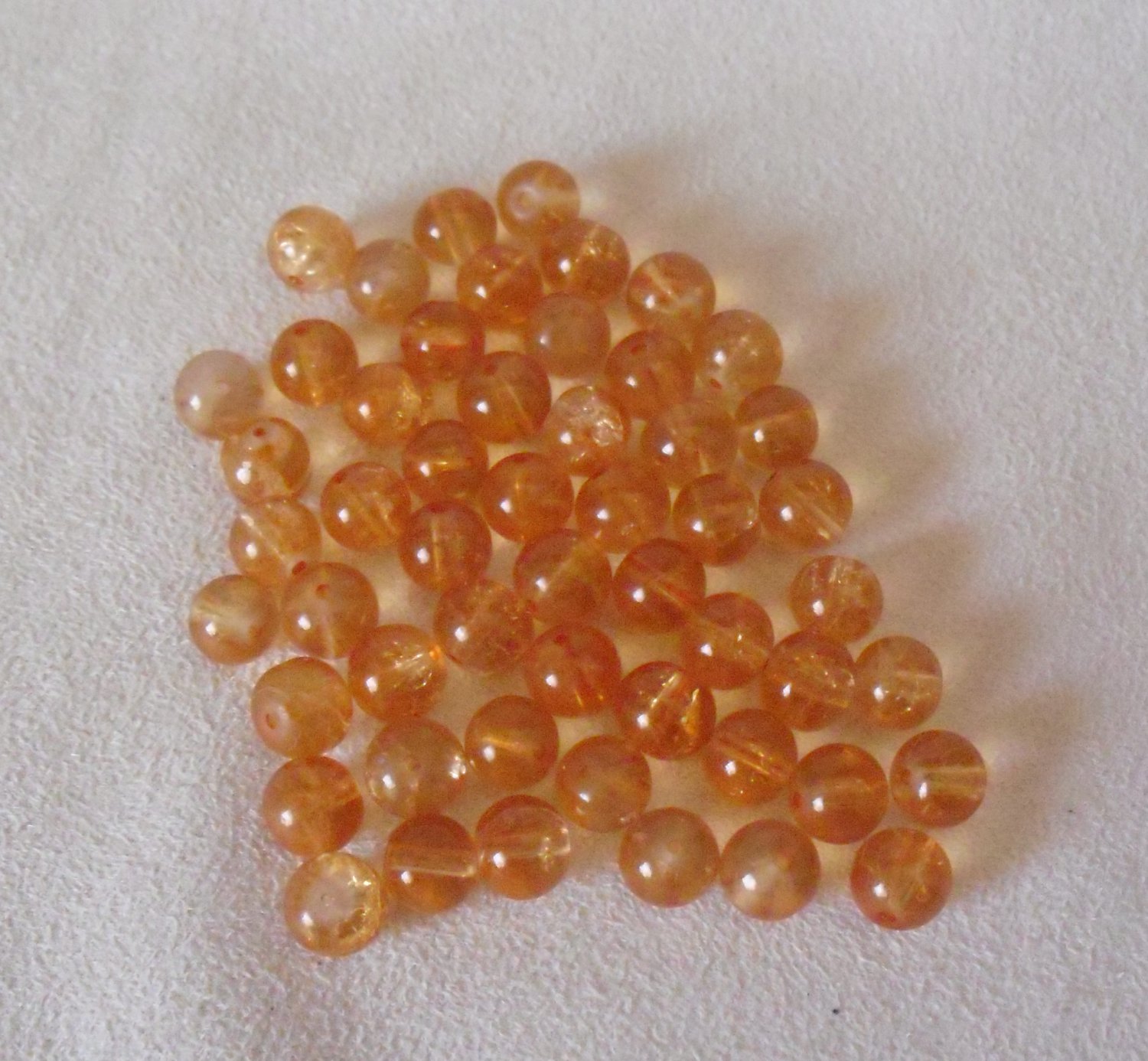 Amber Crackle Glass Beads