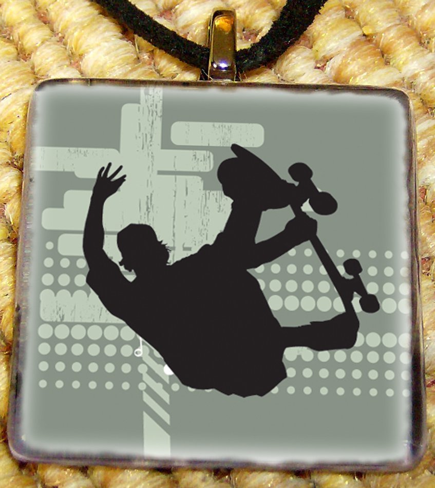 Skateboarding Glass Pendant