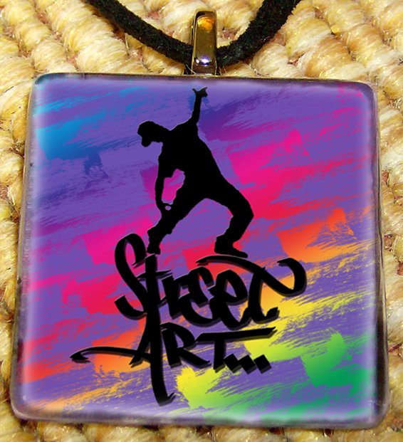 Hip Hop - street art Glass Pendant