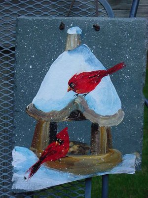 Winter Cardinals - Medium Slate