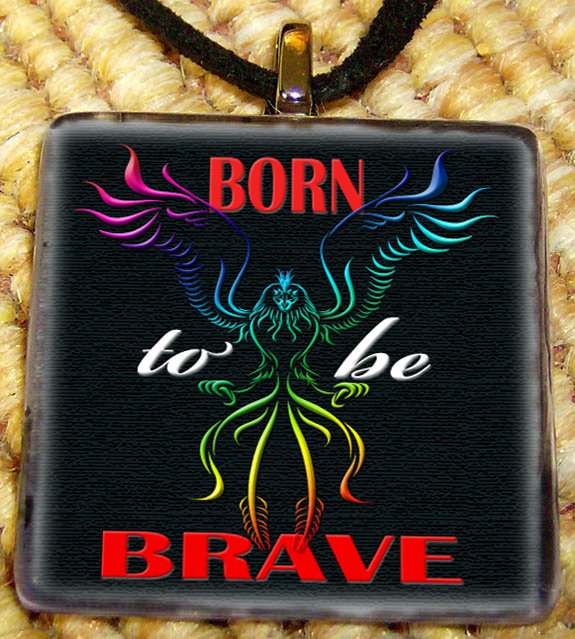 Born to be Brave Glass Tile Pendant