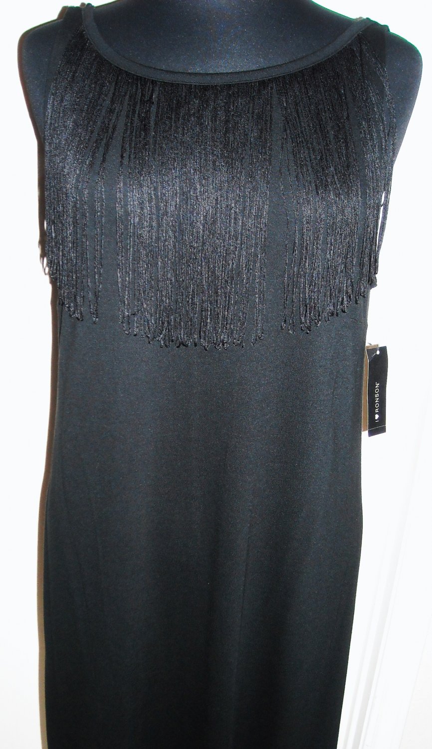 I HEART RONSON BLACK FRINGE DRESS SIZE L (NEW)