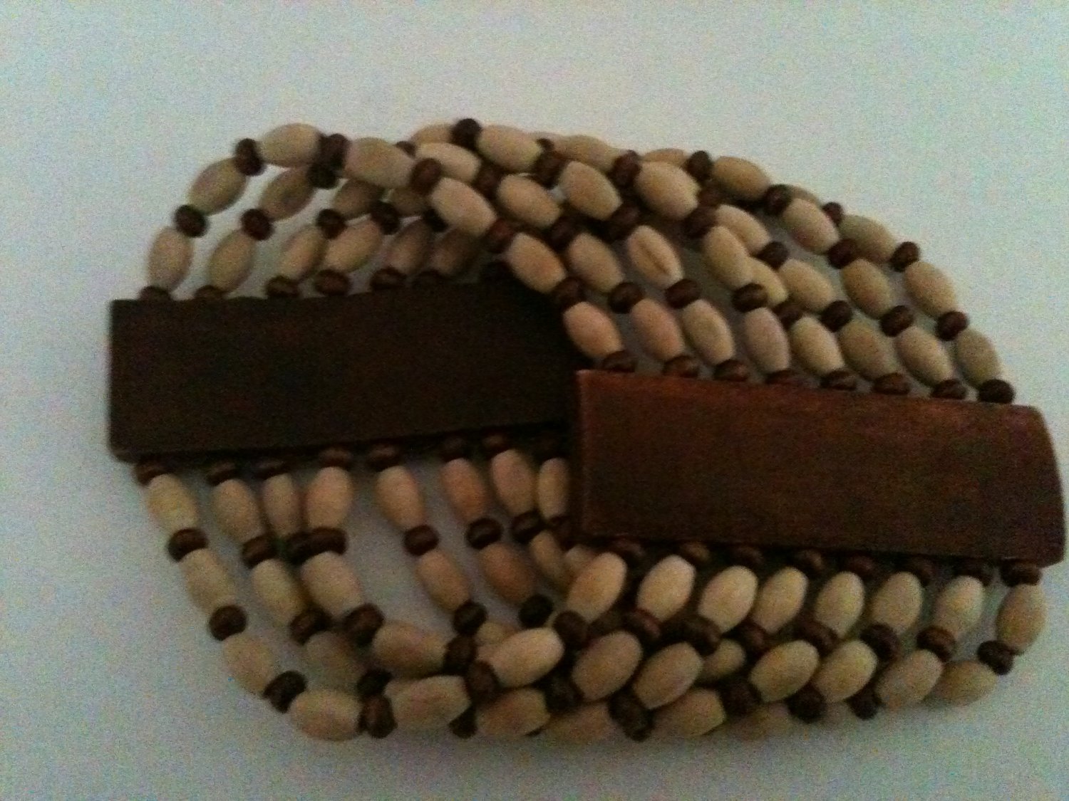 WIDE CUFF WOOD BEAD TWO-COLOR BRACELET (NEW)