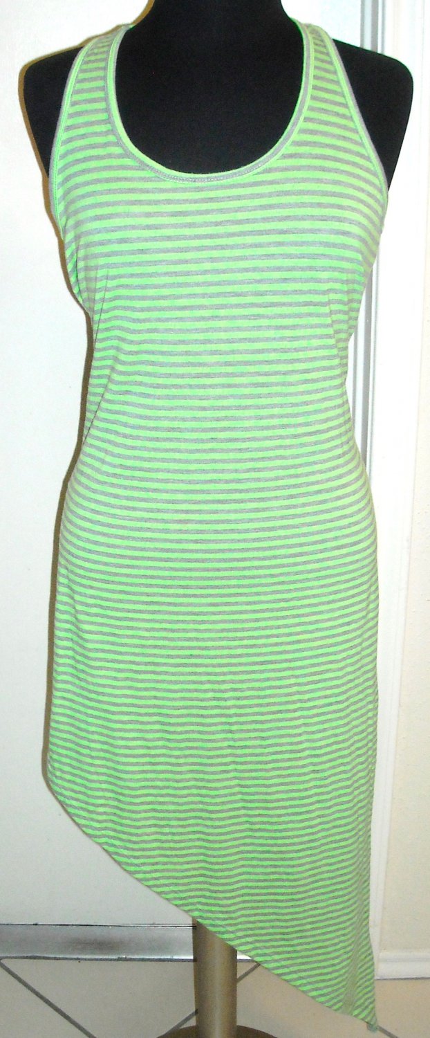 CHRISTINA LOVE GREEN AND GREY STRIPE DRESS SIZE L (NEW)