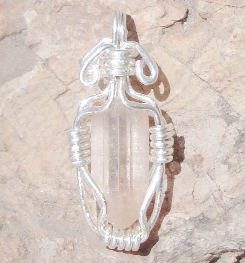 Silver Crystal Pendant Topaz natural pink, pale pink. $2,500.00