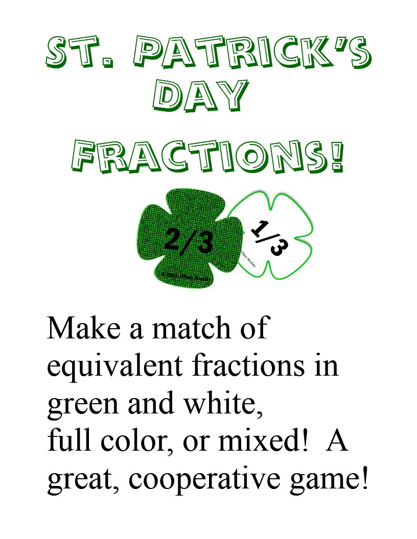 St. Patrick's Day Equivalent Fractions (Ratios) Cooperative Match Game in PDF