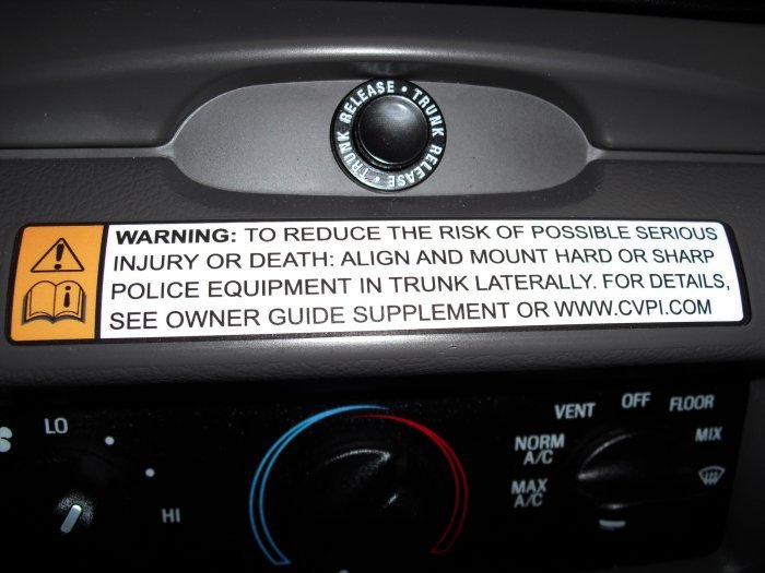 P71 Warning Sticker