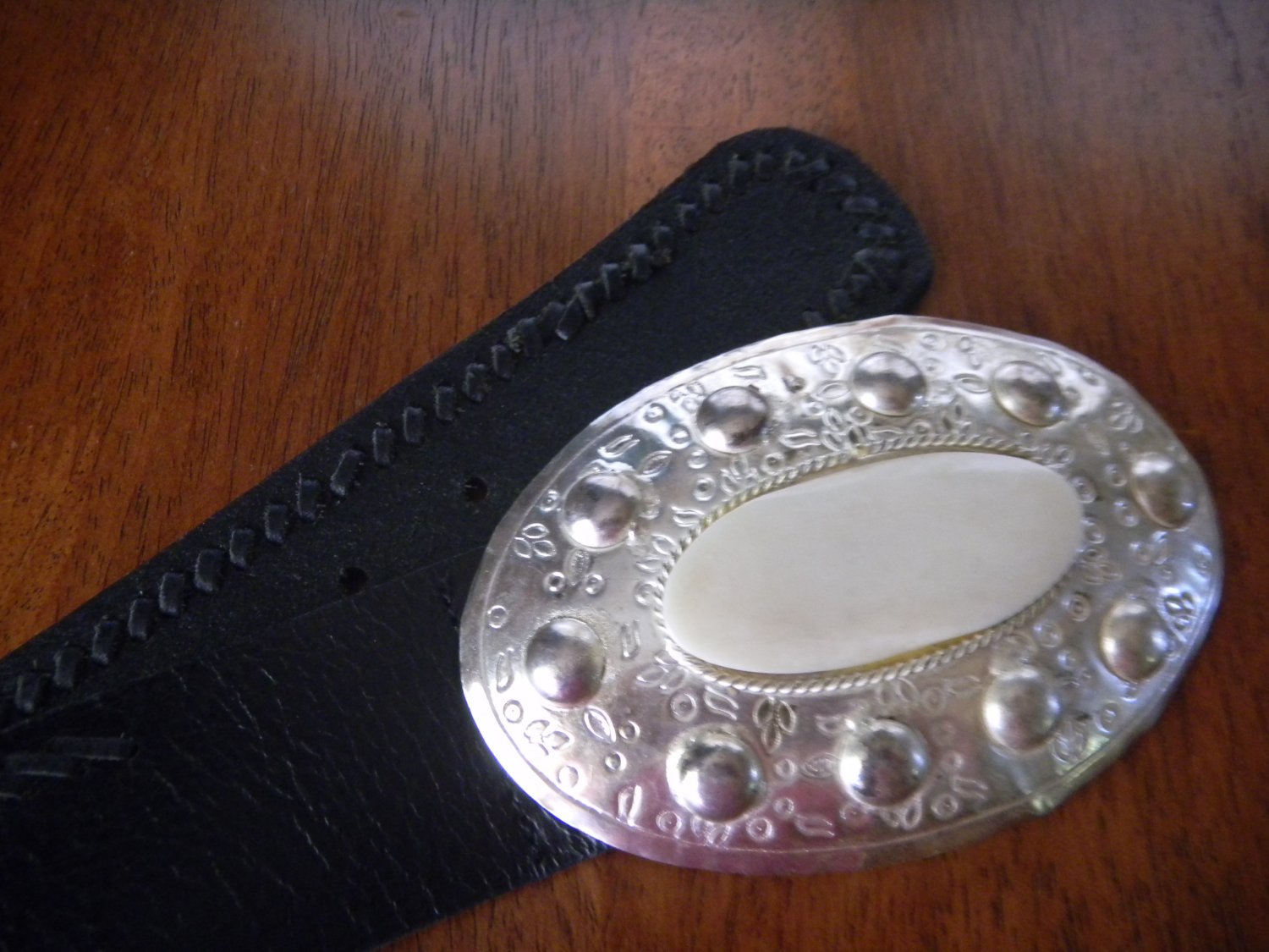 Vintage Faux Ivory Belt Buckle