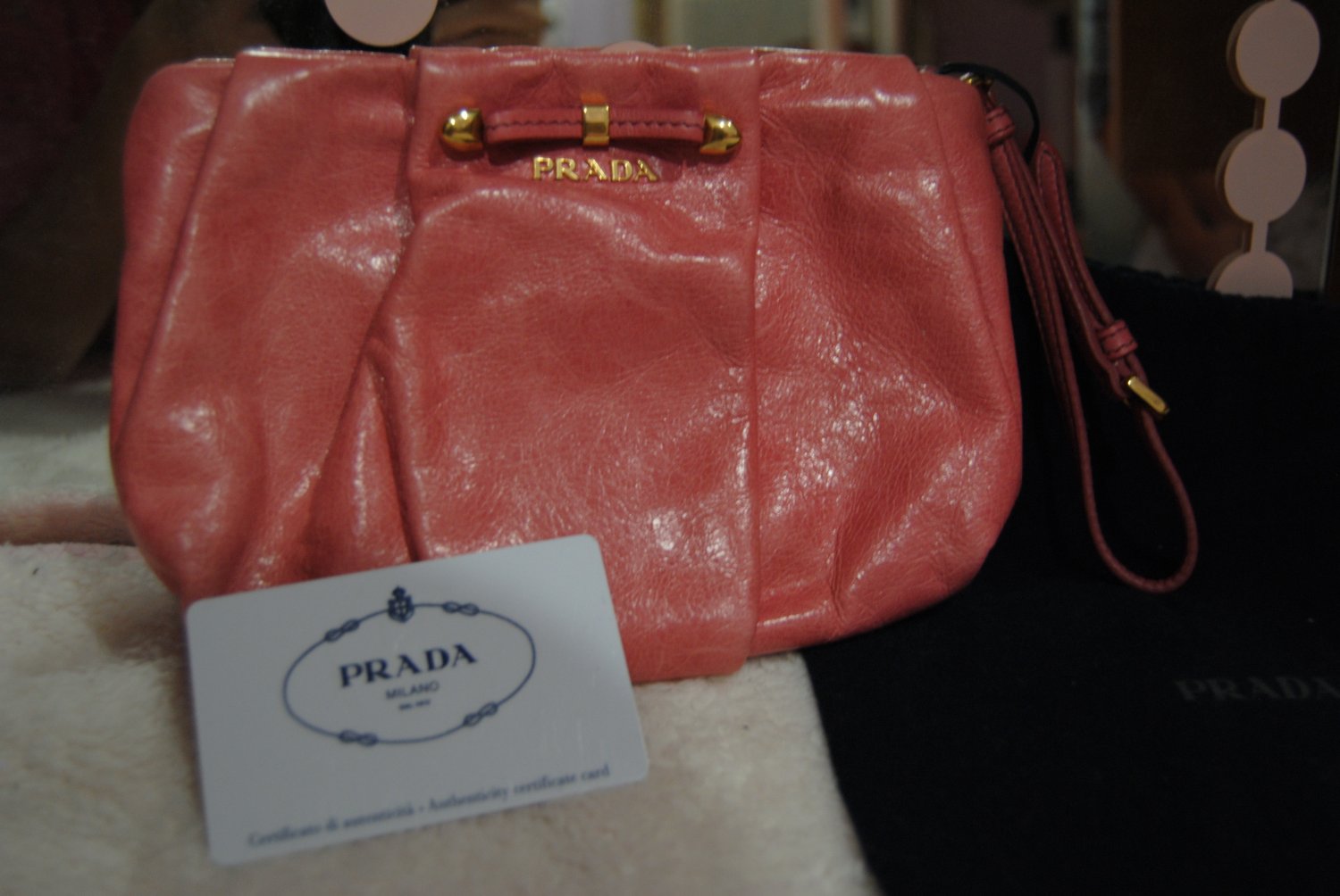 Prada Pink leather clutch